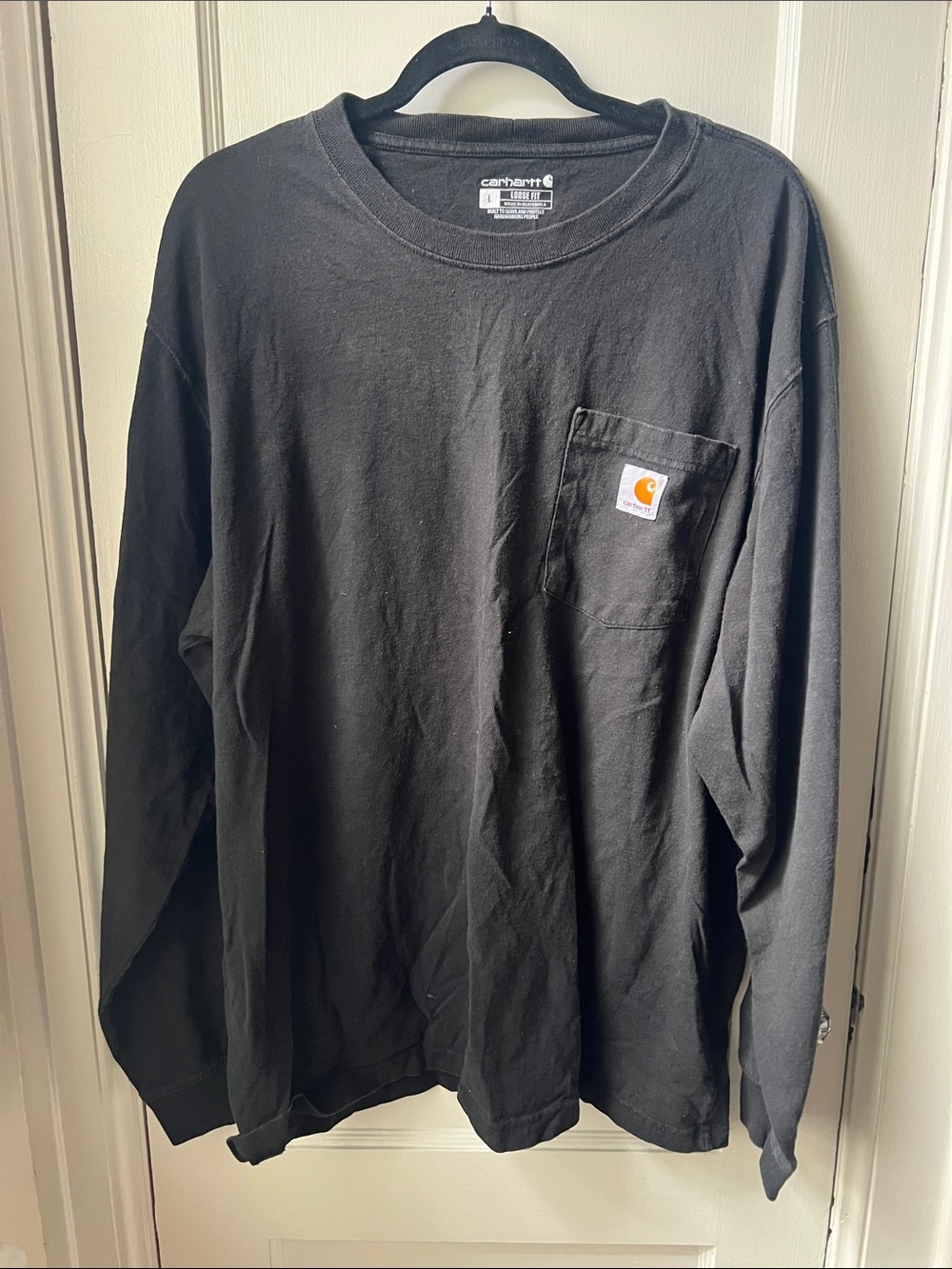 Carhartt Black Long Sleeve Pocket Shirt with Logo Patch